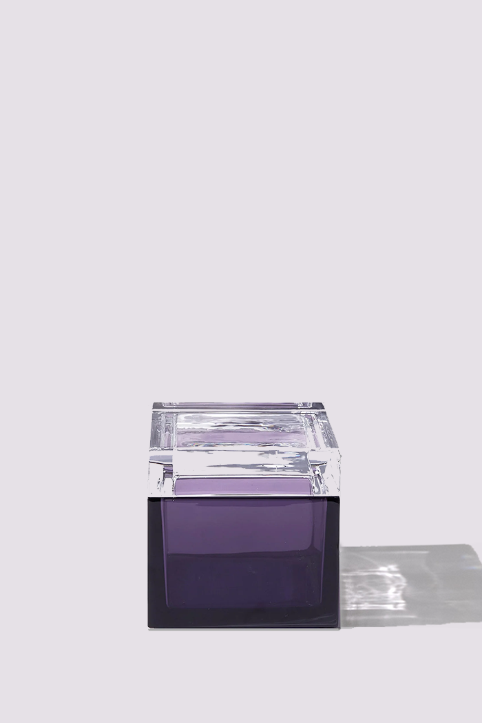 Palmi — Hand-Blown Crystal Box, Violet + Clear