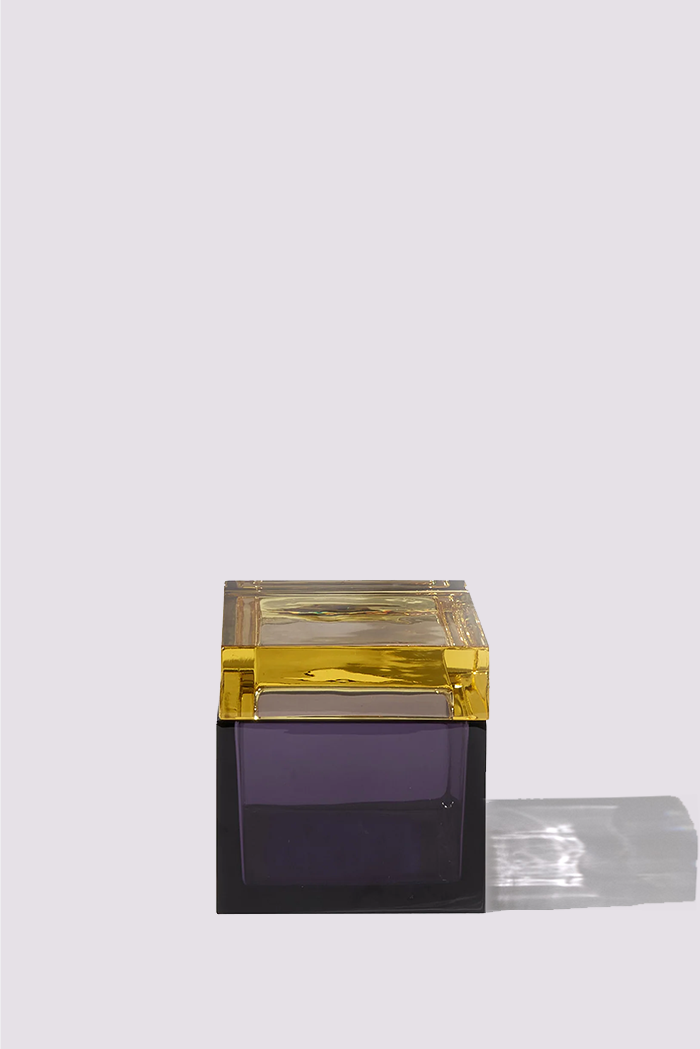 Palmi — Hand-Blown Crystal Box, Violet + Yellow