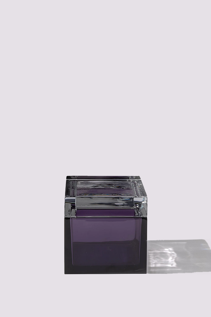 Palmi — Hand-Blown Crystal Box, Violet + Grey