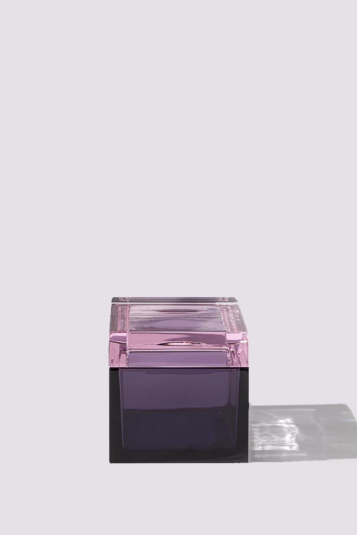 Palmi — Hand-Blown Crystal Box, Violet + Pink