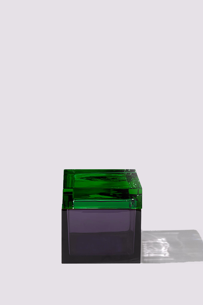 Palmi — Hand-Blown Crystal Box, Violet + Green