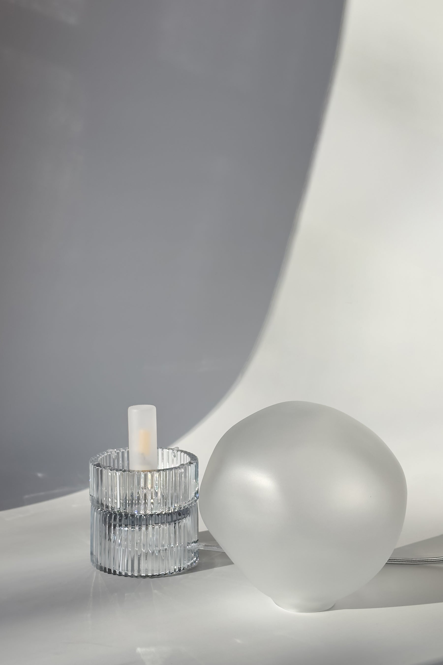 Tello Clear + Nuvola Iced Clear — Crystal Table Lamp