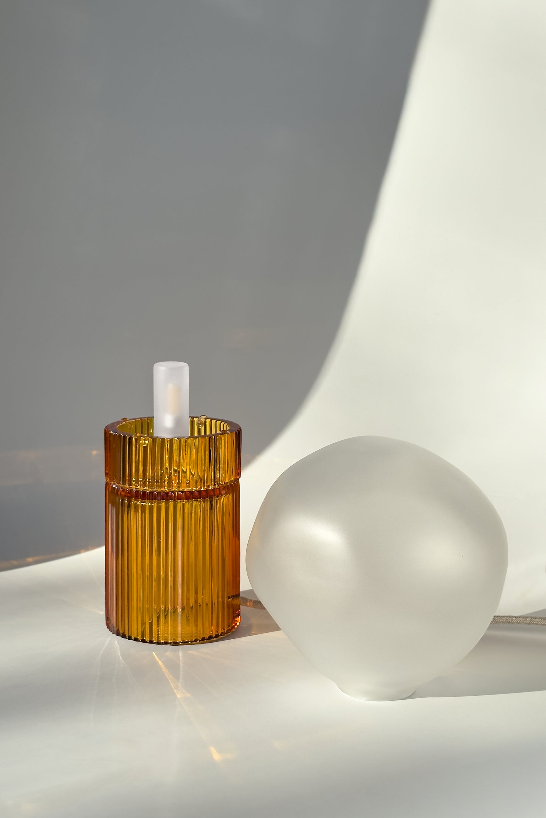 Nina Amber + Nuvola Iced Clear — Crystal Table Lamp