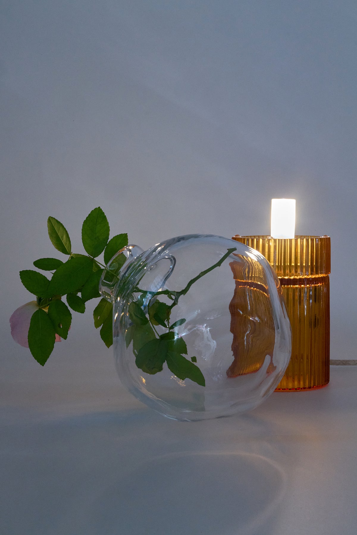 Nina Amber + Nuvola Clear — Lampada da Tavolo in Cristallo