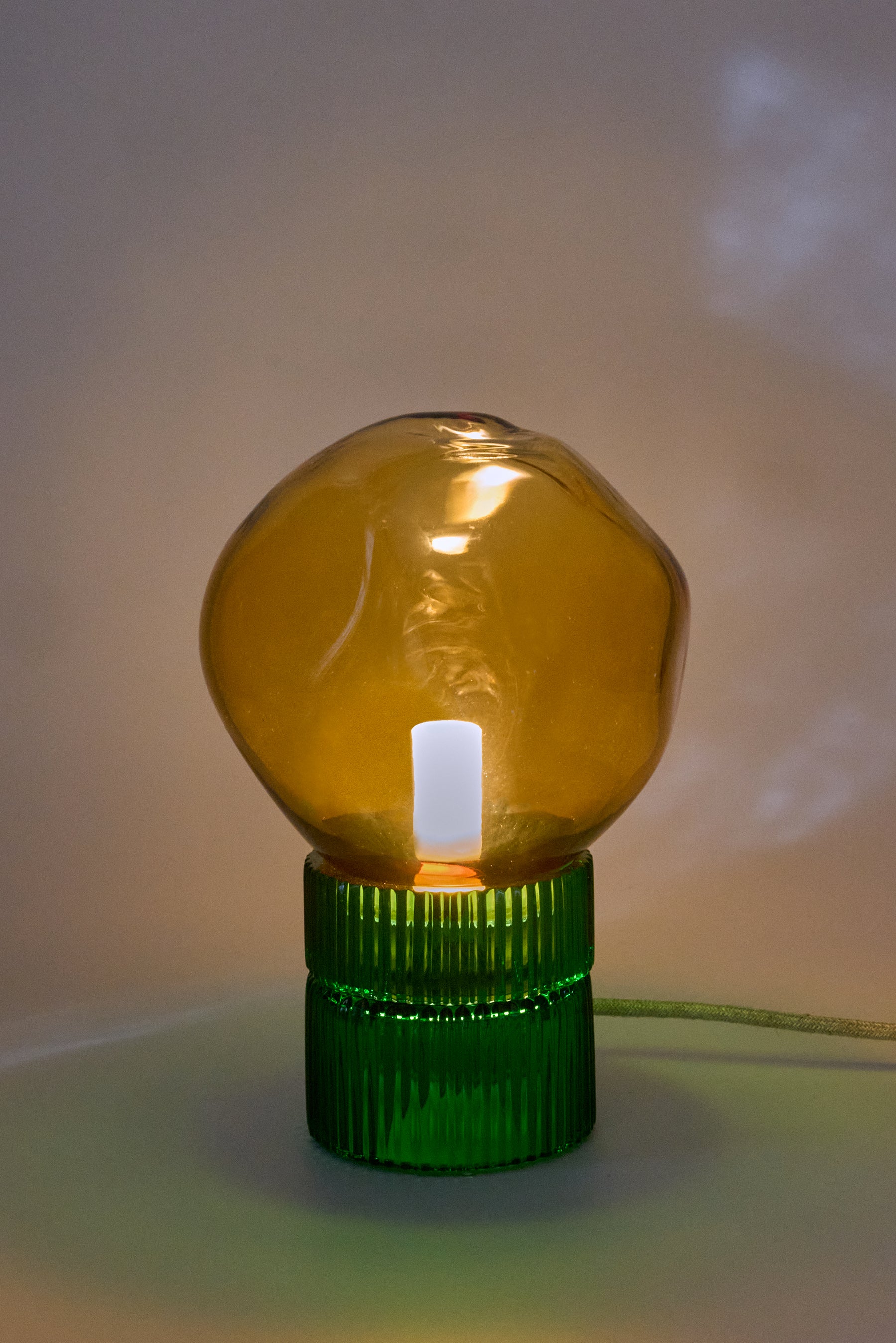 Tello Green + Nuvola Amber — Lampada da Tavolo in Cristallo