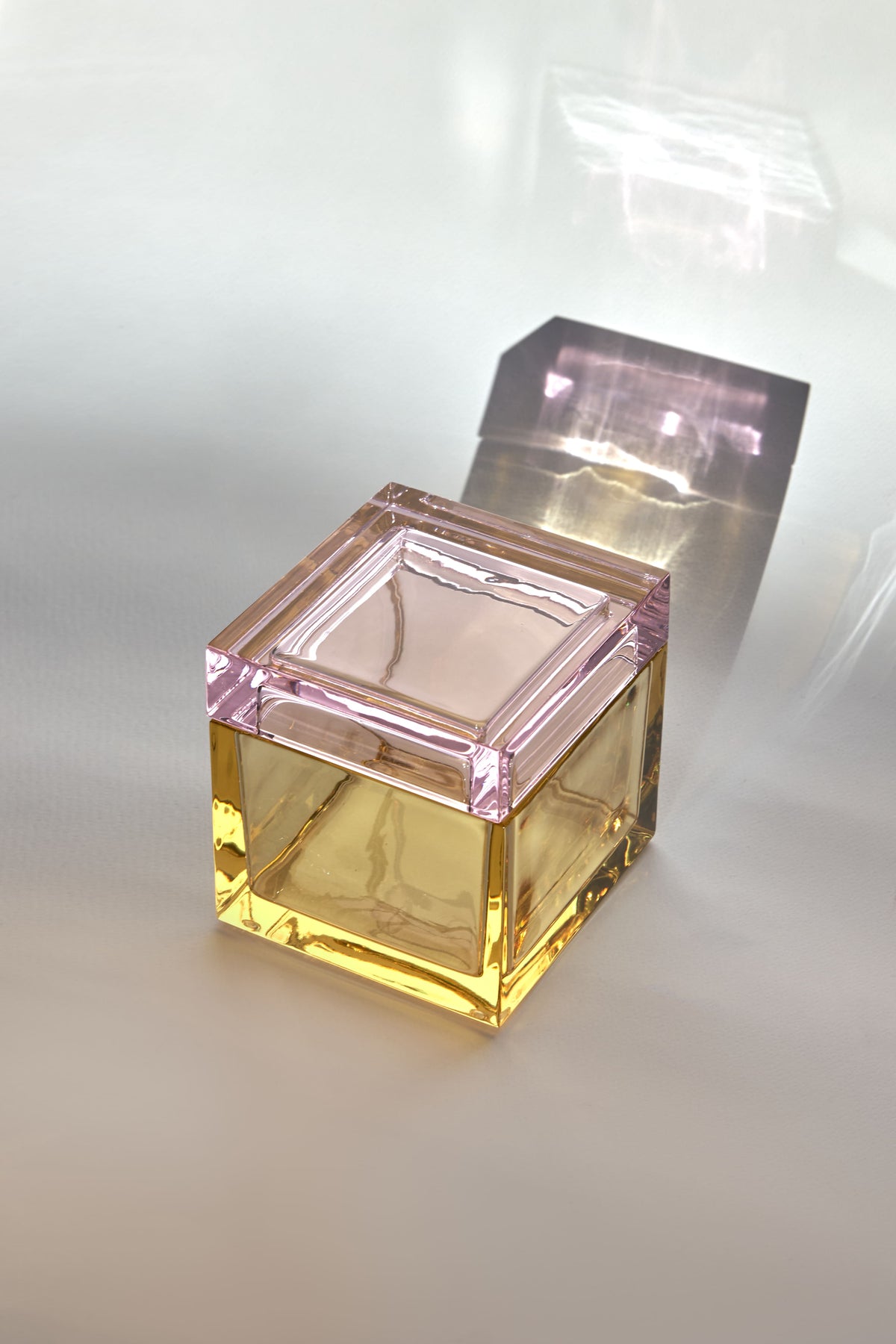 Palmi — Hand-Blown Crystal Box, Yellow + Pink