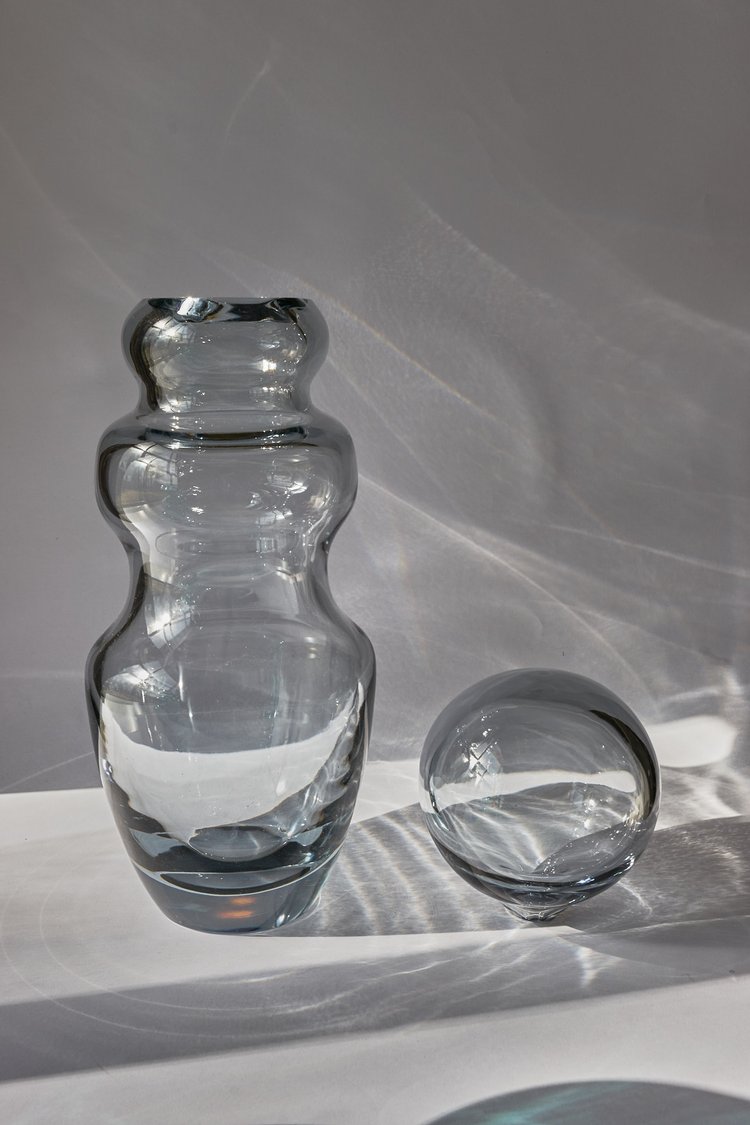 Solana — Vaso in Cristallo Soffiato a Mano, Grigio